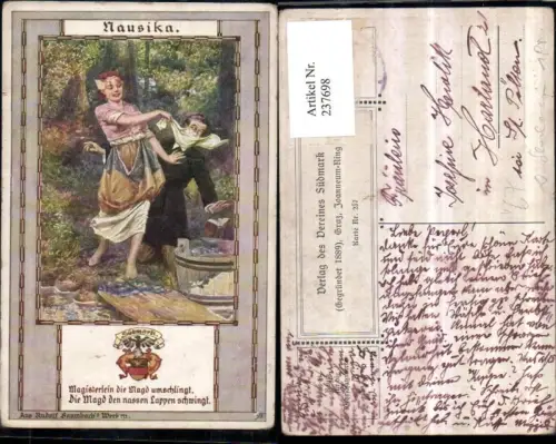 237698,Verein Südmark 237 Künstler Rudolf Baumbach Nausika Frau b. Waschen Mann Tuch