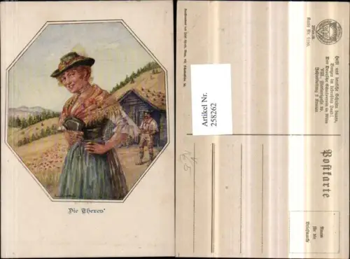 258262,Deutscher Schulverein 1190 Künstlerkarte Die Theres Frau m. Hut Tracht