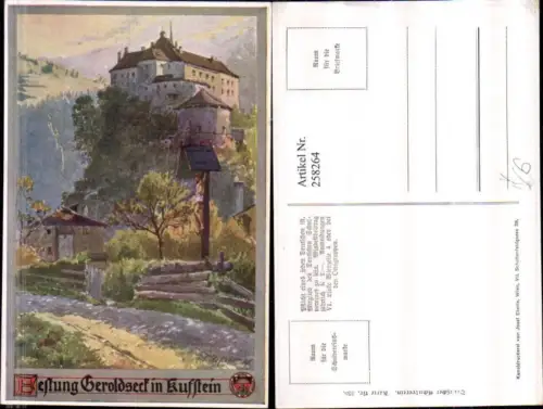 258264,Deutscher Schulverein 335 Künstler E. F. Hofecker Festung Geroldseck in Kufstein Wegkreuz Marterl