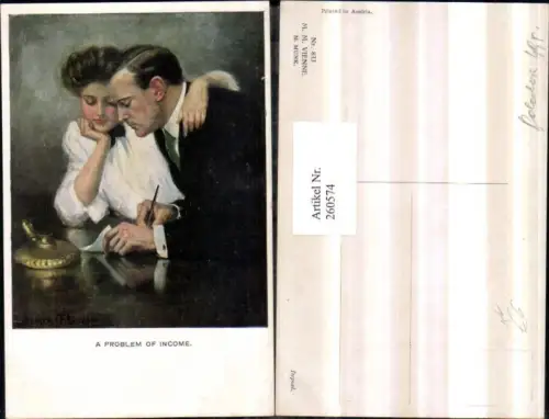 260574,M. Munk Vienne 833 Künstler Clarance F. Underwood Liebespaar Paar Tinte Papier Tintenstift