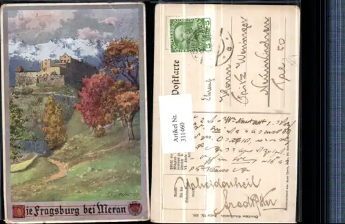 311460,Deutscher Schulverein 336 Künstler E. F. Hofecker Fragsburg b. Meran Bergkulisse