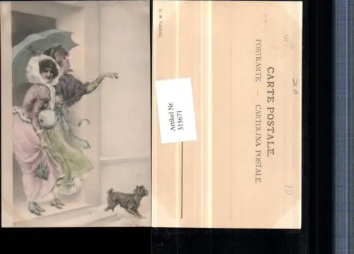 315671,M. Munk Vienne Künstler R. R. Wichera Frauen m. Kleider Schirm Muff Hund Terrier