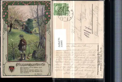 318993,Deutscher Schulverein Künstler T. Welzl Wandern ist des Müllers Lust Liedzeile