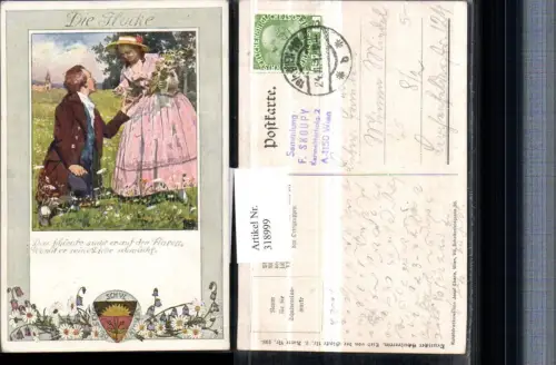 318999,Deutscher Schulverein 193 Glocke Nr. 2 Liebespaar Frau Kleid Hut Blumen