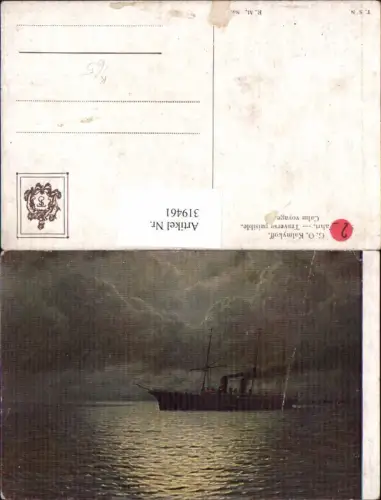 319461,Theo Stroefer Russische Meister G. O. Kalmykoff Stille Fahrt Schiff Dampfer b. Nacht