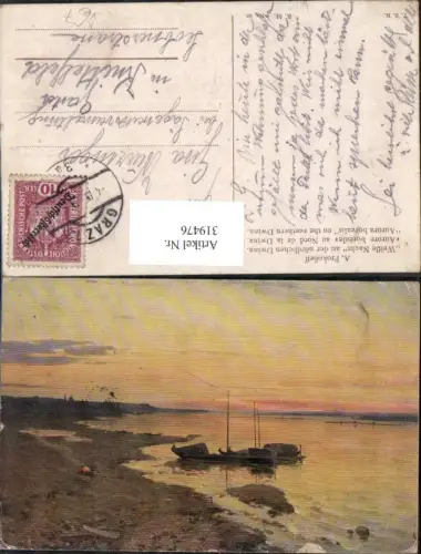 319476,Theo Stroefer Russische Meister 83 A. Prokofieff Weiße Nacht a. d. nördlichen Dwina Boote Ufer