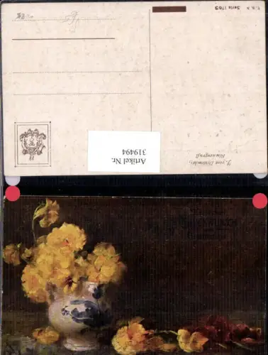 319494,Theo Stroefer Münchner Kunst 29 J. von Destouches Blumengruß Vase Blumen