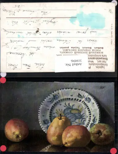 319496,Theo Stroefer 377 M. Billing Stillleben Birnen Teller