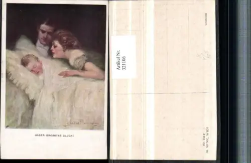 321106,M. Munk Vienne 742F Künstler Clarence F. Underwood Unser größtes Glück Paar Kind