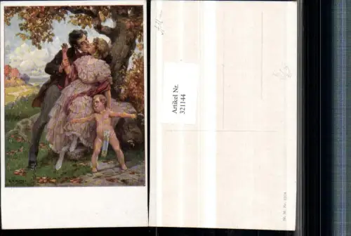 321144,M. Munk Vienne 1324 Künstler R. A. Höger Herbst Amor Paar Liebe Kuss