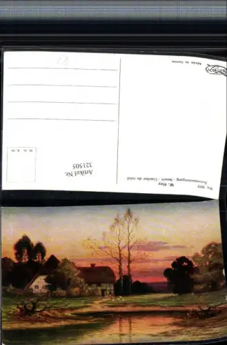 321505,Degi AK 1019 Künstler W. Hoy Sonnenuntergang Landschaft Haus