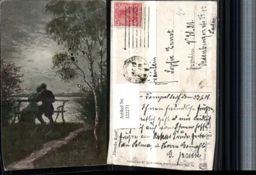 322271,Asco AK 5750 Künstler Graf Moltke Im Mondschein Liebespaar Bank