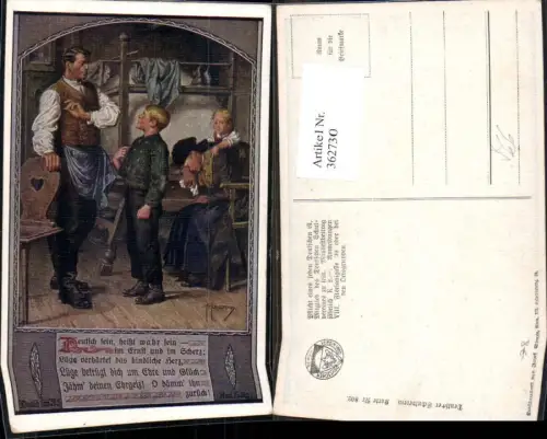 362730,Deutscher Schulverein 802 Künstlerkarte F. Kuderna Familie Stube
