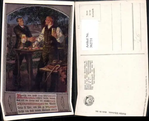 362731,Deutscher Schulverein 806 Künstlerkarte F. Kuderna Männer Bier Handschlag