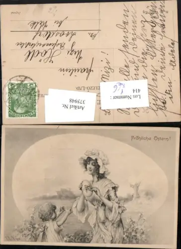 375948,M. Munk Vienne 178 Künstler R. R. v. Wichera Ostern Frau Mutter m. Kind Osterei Ei