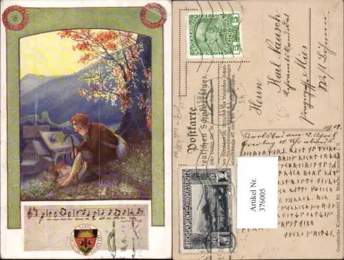376005,Deutscher Schulverein Deutsche Lieder 20euro99 Künstler T. Welzl Mann Wanderer Liedzeile