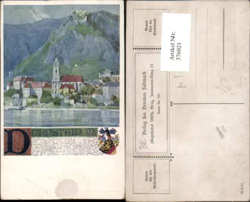 376021,Verein Südmark 192 Künstler R. Assmann Dürnstein Totale m. Ruine Burg