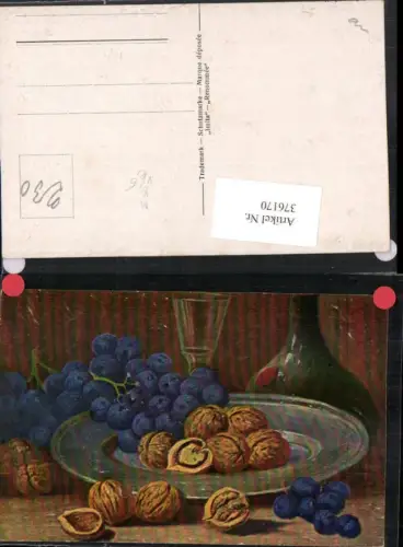 376170,A.S.M. Imita Künstlerkarte Stillleben Nüsse Beeren Teller