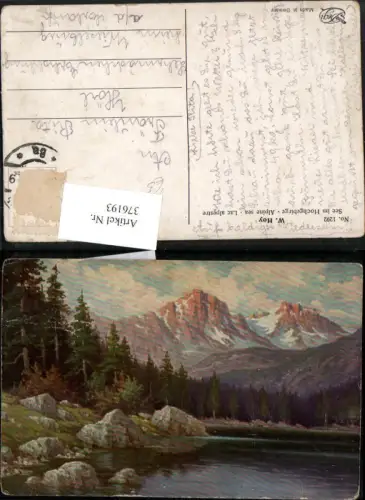 376193,Degi AK 1292 Künstler W. Hoy See im Hochgebirge Bergkulisse