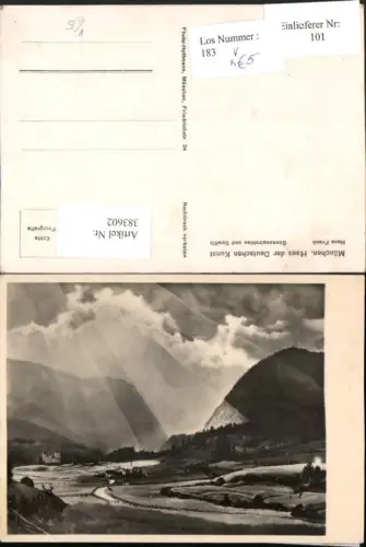 383602,Haus d. Deutschen Kunst HDK 401 Künstler Hans Frank Sonnenstrahlen u. Gewölk Landschaft