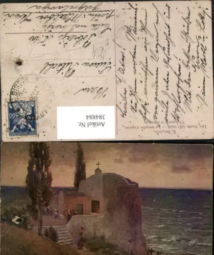 384884,Theo Stroefer 59 Künstler R. Bergholz Der Sturm lässt nach Strand Küste Kirche