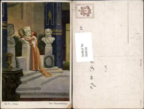 384910,Theo Stroefer 860 Künstler Gd. P. v. Erlang Die Unsterblichen Frau küsst Büste