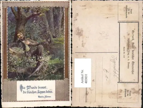 403031,Bund Deutscher Österreicher 127 Künstler F. Kuderna Mann Wald Schwert Spruch