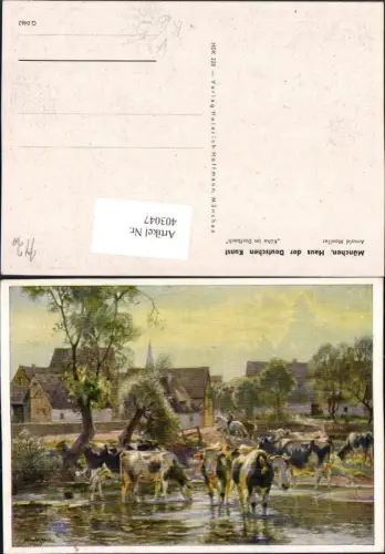 403047,Haus d. Deutschen Kunst HDK 228 Künstler Arnold Moeller Kühe im Dorfbach