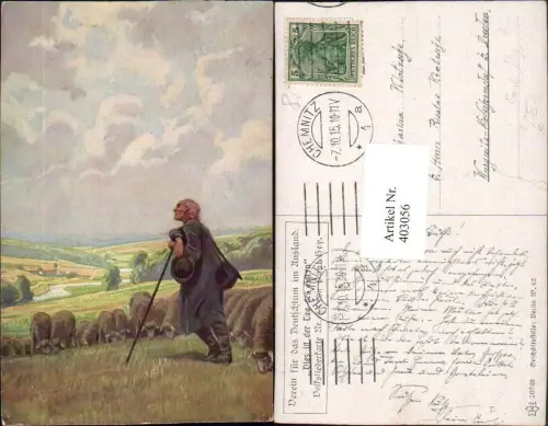 403056,VDA Verein für das Deutschtum im Ausland Volksliedkarte 36 Künstler Paul Hey Hirte Schafe