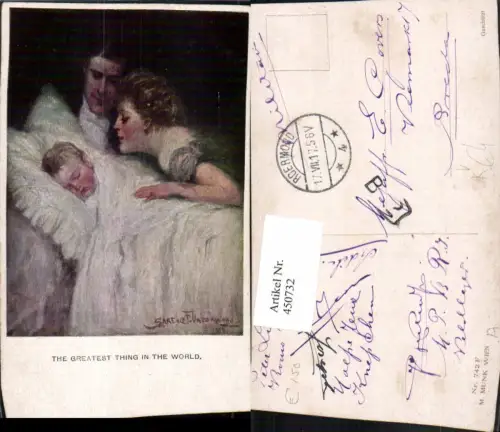 450732,M. Munk Vienne 742F Künstler Clarence F. Underwood Familie Kind Bett