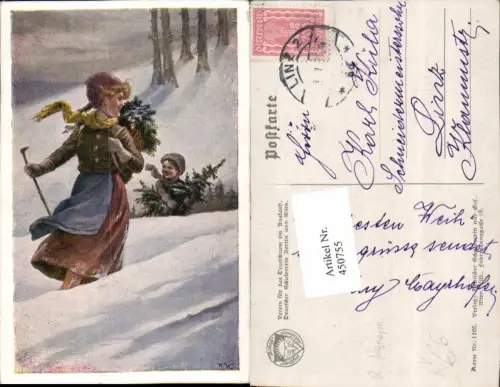 450755,Deutscher Schulverein 1105 Künstler R. Konopa Frau Mutter Kind Tannen