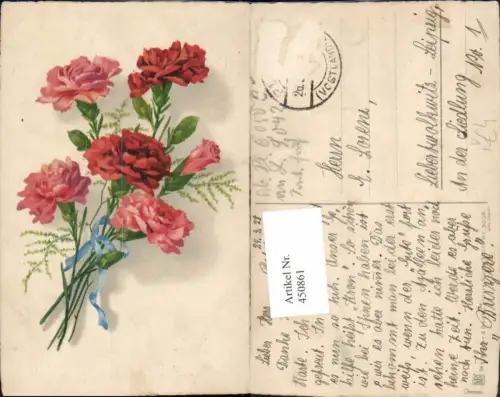 450861,Meissner e Buch 3036 Künstlerkarte Nelken Blumen