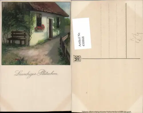 450868,Meissner e Buch 2399 Künstlerkarte Lauschiges Plätzchen Haus