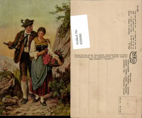 450880,Degi AK 902 Künstler R. Epp I am very fond of you Liebe Paar Tracht Korb