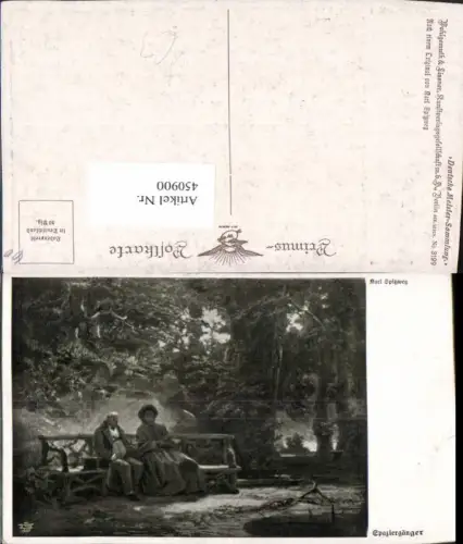 450900,Primus AK 3199 Künstler Karl Spitzweg Spaziergänger Paar Bank