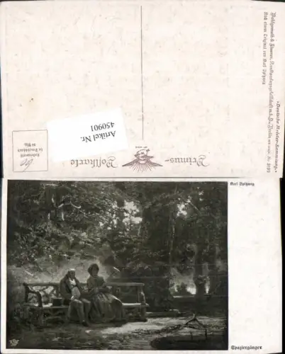 450901,Primus AK 3199 Künstler Karl Spitzweg Spaziergänger Paar Bank
