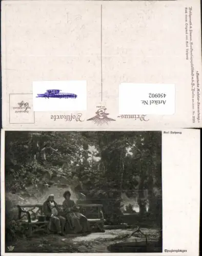 450902,Primus AK 3199 Künstler Karl Spitzweg Spaziergänger Paar Bank