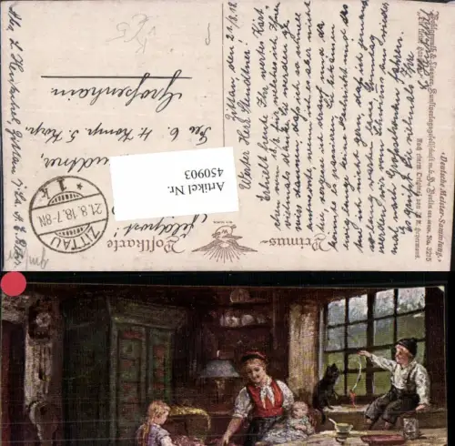 450903,Primus AK 3215 Künstler J. A. Heyermans Kleine Hausfrau Mutter Kinder Katze