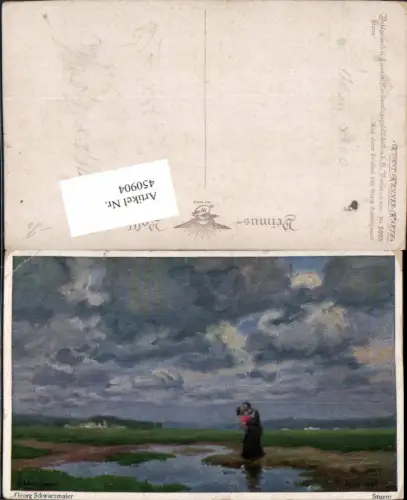 450904,Primus AK 5023 Künstler Georg Schwarzmaier Sturm Landschaft Liebe Paar
