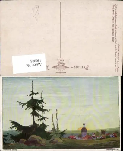 450906,Primus AK 3111 Künstler Berthold Clauß Abendfrieden Dorf Sonnenuntergang