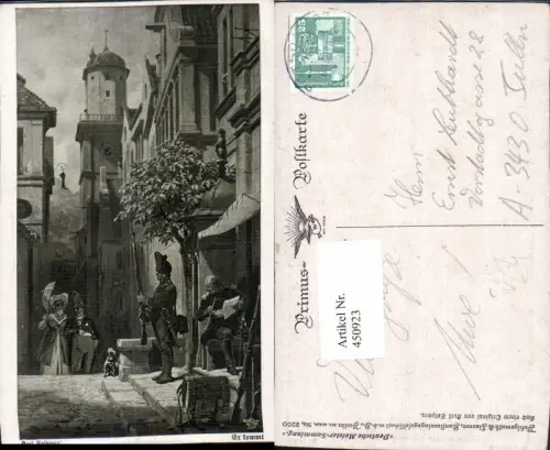 450923,Primus AK 3200 Künstler Karl Spitzweg Er kommt Wache Gewehr Paar Hund