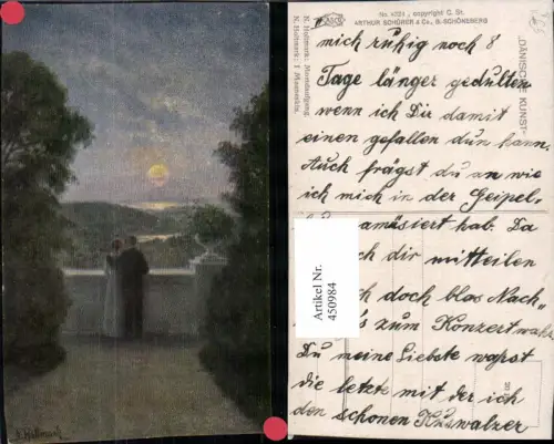 450984,Asco AK 4324 Künstler N. Holtmark Mondaufgang Liebe Paar