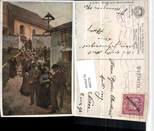 486276,Deutscher Schulverein 1080 Künstler Karl F. Gsur Nach dem Gottesdienst
