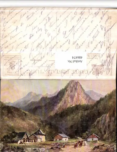 486474,Raphael Tuck e Sons 901 L.M. Lang Pyrenees Way to Gabas Bergkulisse