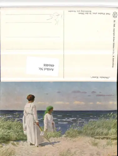 486488,Asco AK 3145 Künstler Paul Fischer In den Dünen Frauen Schirm Meer