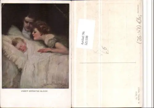 521108,M. Munk Vienne 742F Künstler Clarence F. Underwood Familie Kind Bett