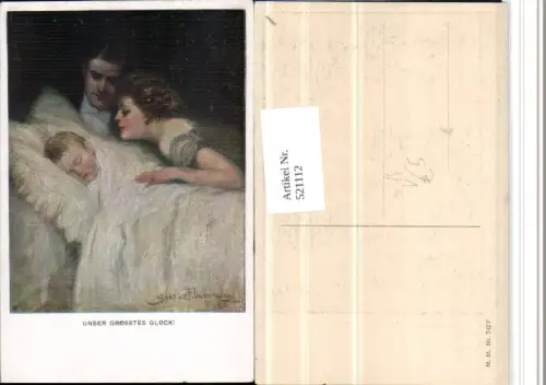 521112,M. Munk Vienne 742F Künstler Clarence F. Underwood Familie Kind Bett