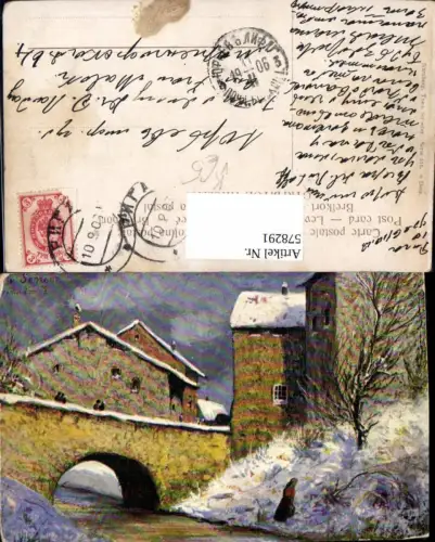 578291,Künstler AK v. Senger Bach Brücke Häuser pub Theo Stroefer 515