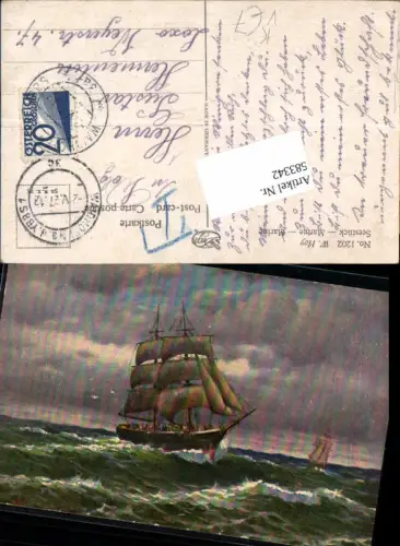 583342,Künstler AK Degi AK 1202 Segelschiff Meer W. Hoy