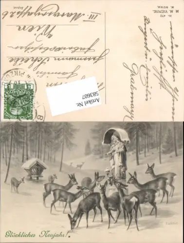 583607,Künstler AK R. Ulreich Neujahr Munk Vienne 472